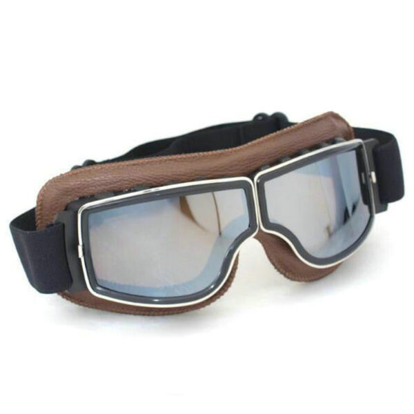 Harley Style Motorcycle Goggles Motorbike Goggles Leather Retro Jet Helmet Eyewear Five Color Mx Goggles with Clear Lens - Image 45
