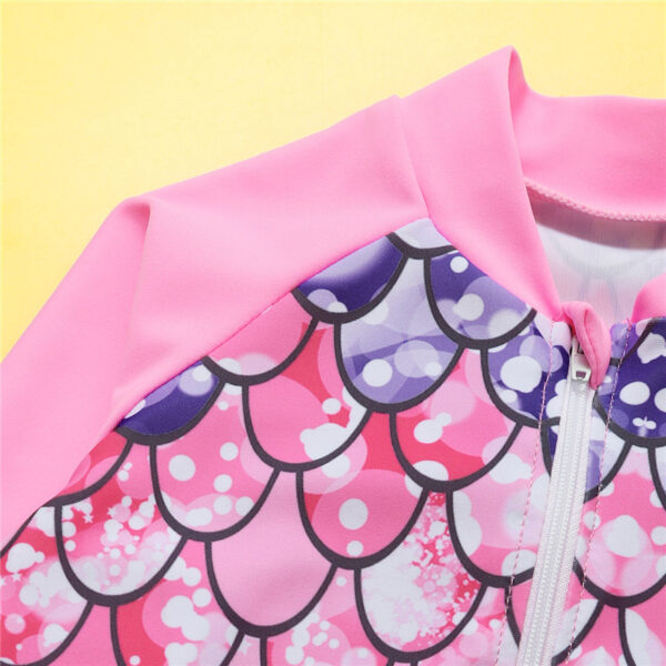 Girl one-joined long sleeve bikini mermaid fish scales 3d print sunscreen beach suit swimsuit - Image 5