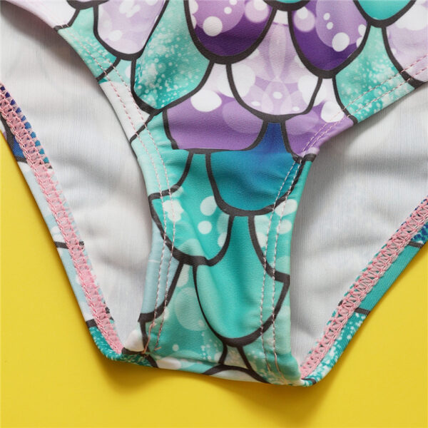 Girl one-joined long sleeve bikini mermaid fish scales 3d print sunscreen beach suit swimsuit - Image 4